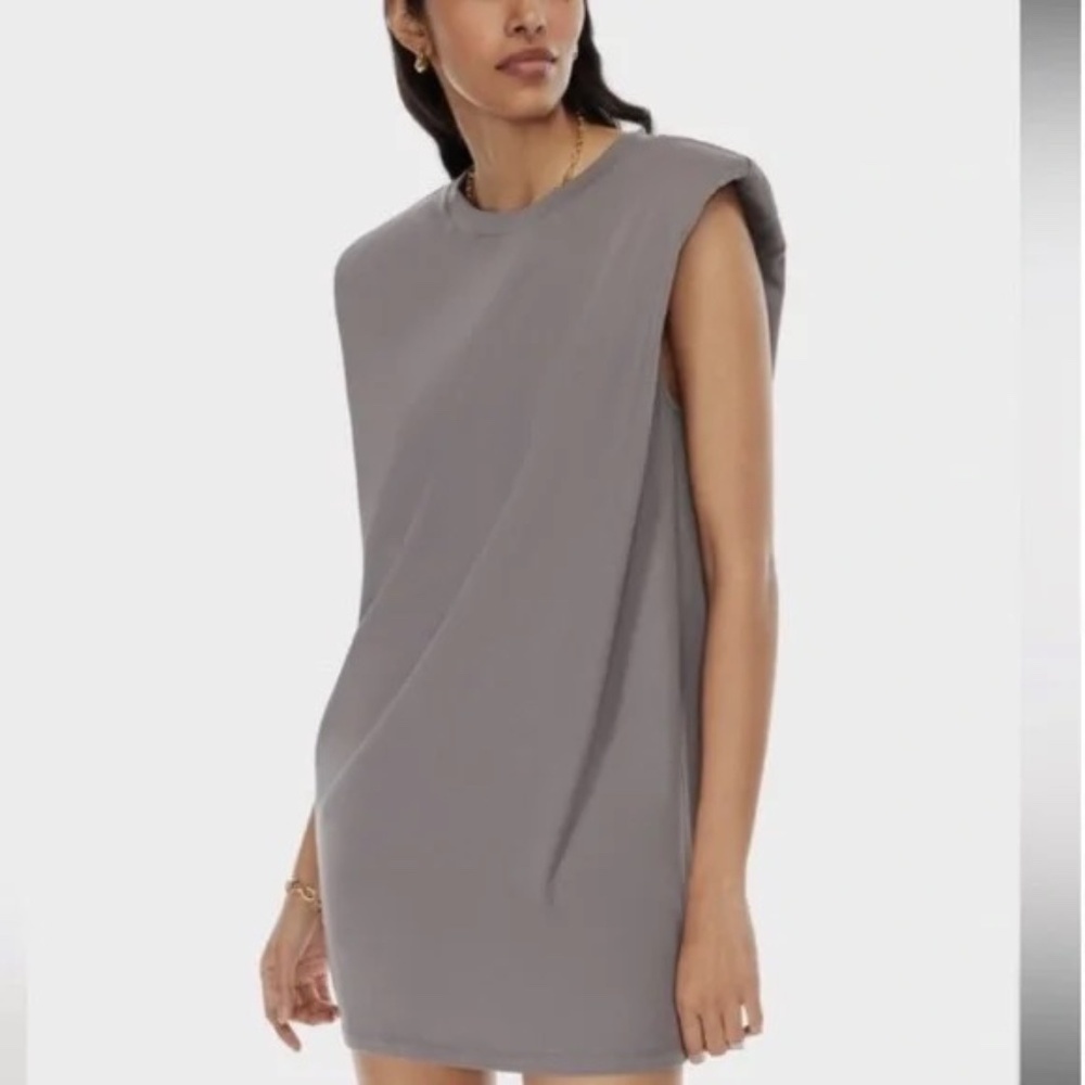 Babaton Shoulder Pad Dress Gray 20844